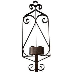 Vintage Metal Wrought‎ Iron Gothic Wall Sconce Candle Holder